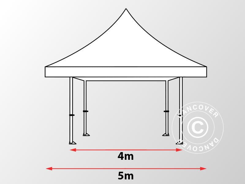 Quick-up telt FleXtents Pagoda Xtreme 50 4x4m / (5x5m) Hvit, inkl. 4 sider