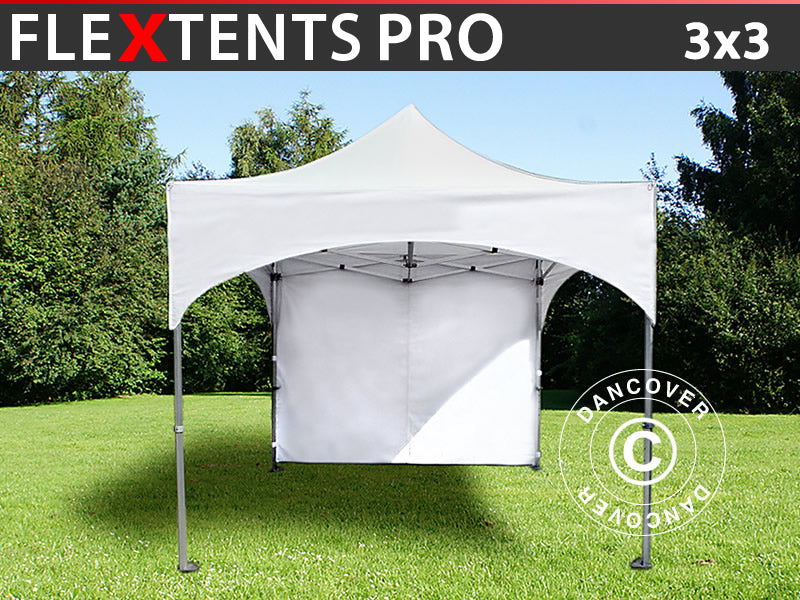 Quick-up telt FleXtents PRO "Arched" 3x3m Hvit, inkl. 4 sider