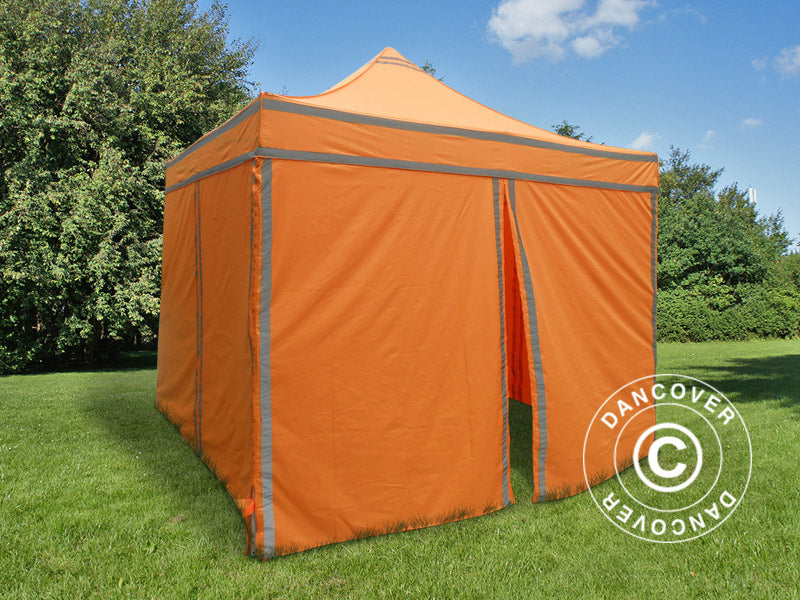 Quick-up telt FleXtents PRO Arbeidstelt 3x3m Oransje reflekterende, inkl. 4 sider
