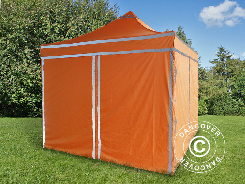 Quick-up telt FleXtents PRO Arbeidstelt 3x3m Oransje reflekterende, inkl. 4 sider