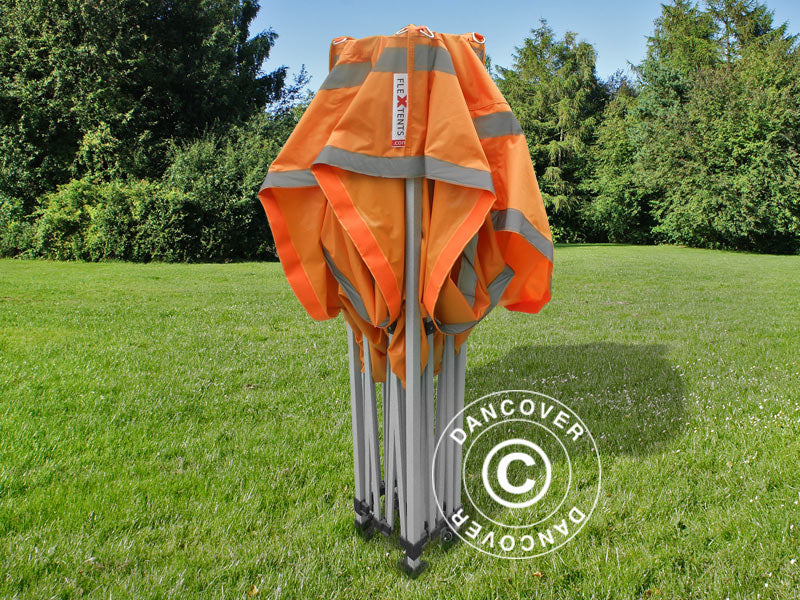 Quick-up telt FleXtents PRO Arbeidstelt 3x3m Oransje reflekterende, inkl. 4 sider