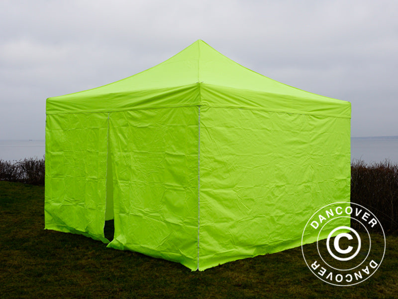 Quick-up telt FleXtents PRO 4x4m Neongul/grønn, inkl. 4 sider