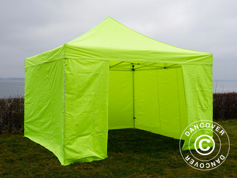 Quick-up telt FleXtents PRO 4x4m Neongul/grønn, inkl. 4 sider