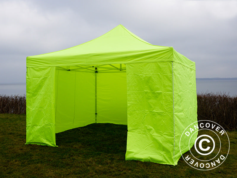 Quick-up telt FleXtents PRO 4x4m Neongul/grønn, inkl. 4 sider