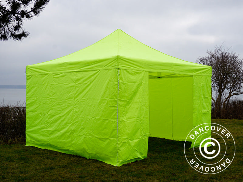 Quick-up telt FleXtents PRO 4x4m Neongul/grønn, inkl. 4 sider