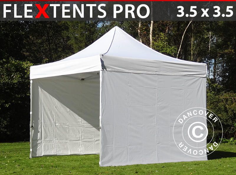 Quick-up telt FleXtents PRO 3,5x3,5m Hvit, inkl. 4 sider