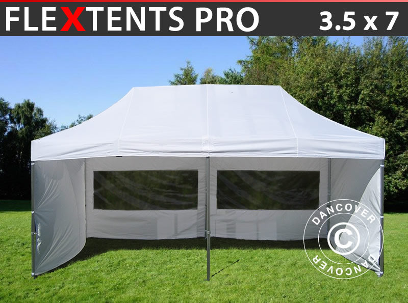 Quick-up telt FleXtents PRO 3,5x7m Hvit, inkl. 6 sider