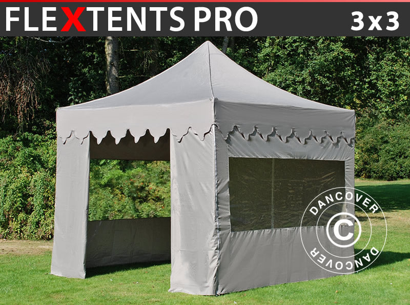 Quick-up telt FleXtents PRO "Morocco" 3x3m Latte, inkl. 4 sider