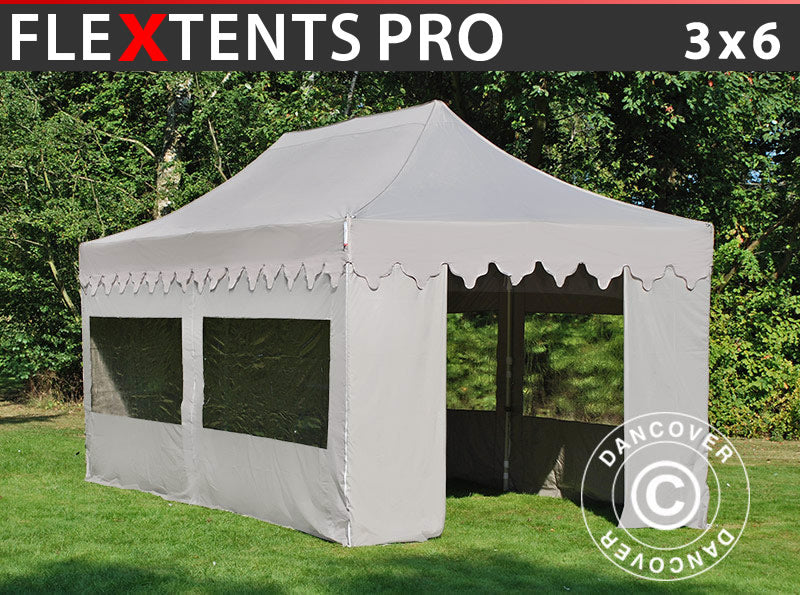 Quick-up telt FleXtents PRO "Morocco" 3x6m Latte, inkl. 6 sider
