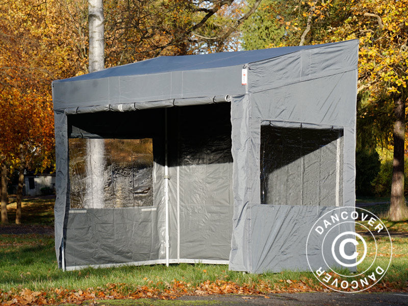 Quick-up telt FleXtents PRO Trapezo 3x3m Grå, inkl. 4 sider