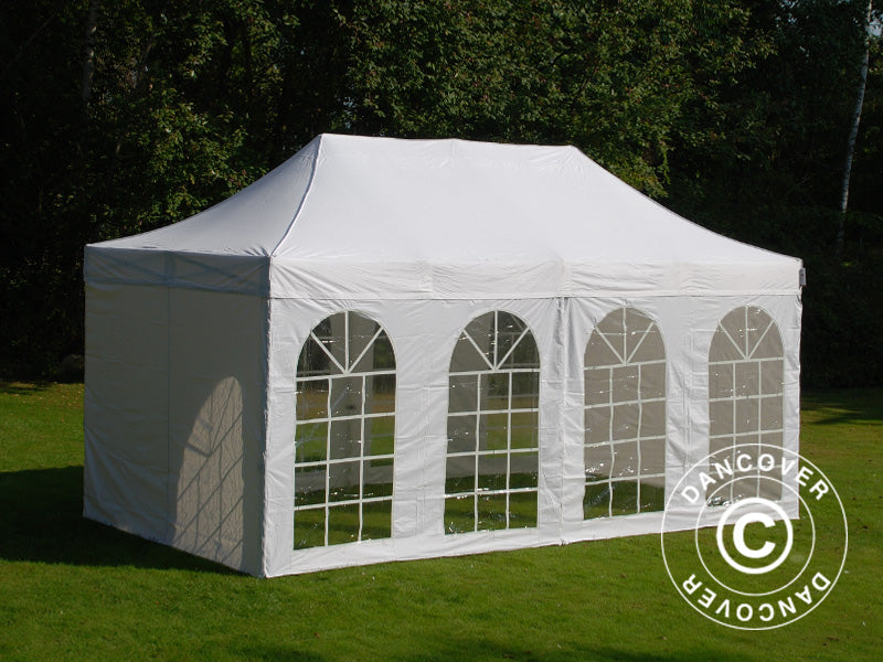Quick-up telt FleXtents PRO Vintage Style 3x6m Hvit, inkl. 6 sider