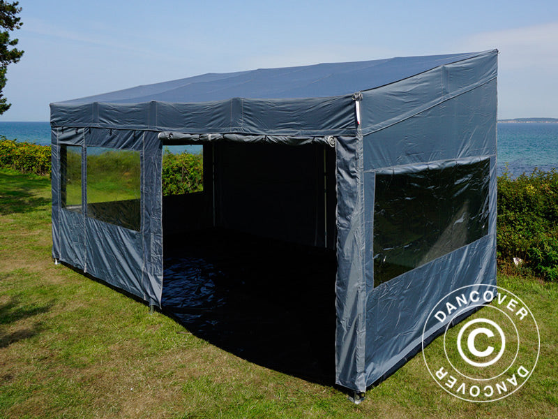 Quick-up telt FleXtents PRO Trapezo 3x6m Grå, inkl. 4 sider