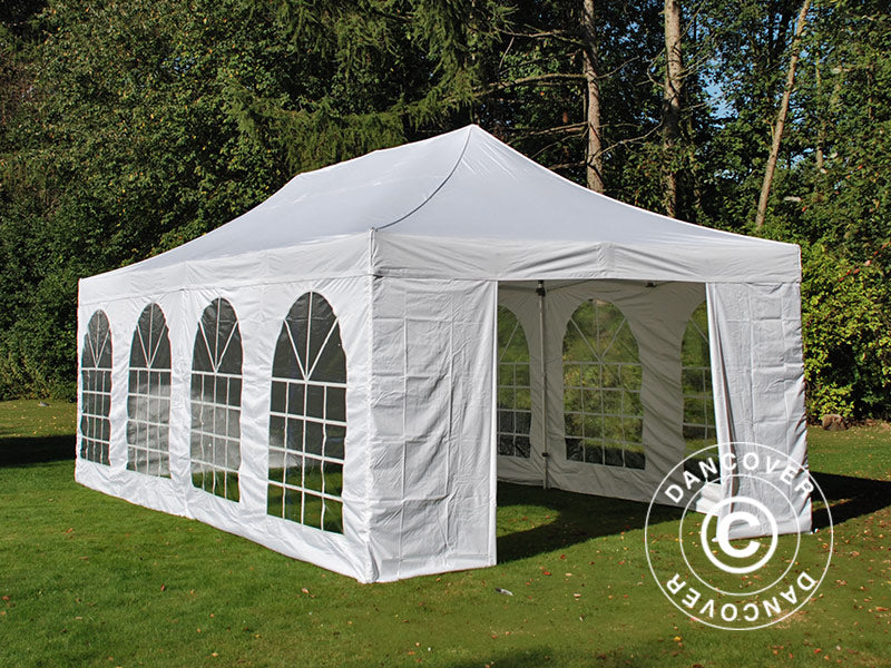 Quick-up telt FleXtents PRO Vintage Style 4x8m Hvit, inkl. 6 sider