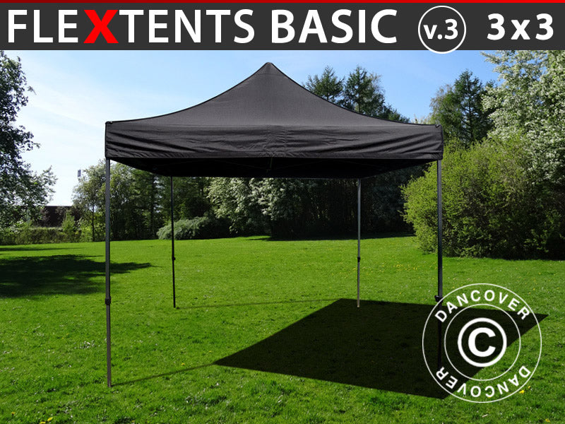Quick-up telt FleXtents Basic v.3, 3x3m Svart