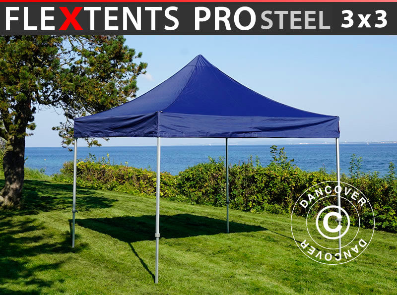 Quick-up telt FleXtents PRO Steel 3x3m Mørk blå
