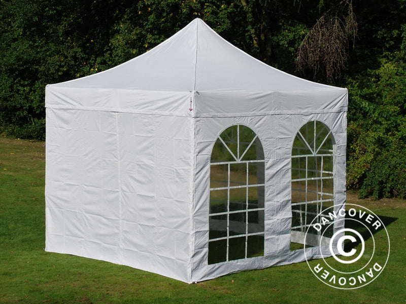 Quick-up telt FleXtents PRO Steel Vintage Style 3x3m Hvit, inkl. 4 sider
