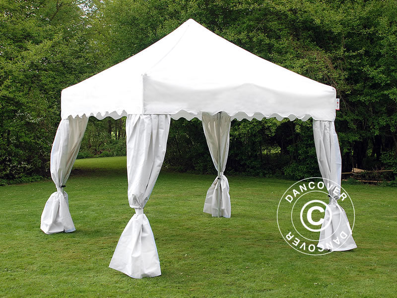 Quick-up telt FleXtents PRO Steel "Wave" 3x3m Hvit, inkl. 4 dekorative gardiner