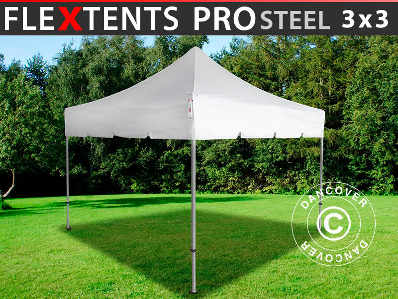 Quick-up telt FleXtents PRO Steel "Peaked" 3x3m Hvit