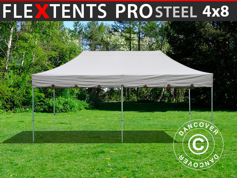 Quick-up telt FleXtents PRO Steel "Peaked" 4x8m Latte