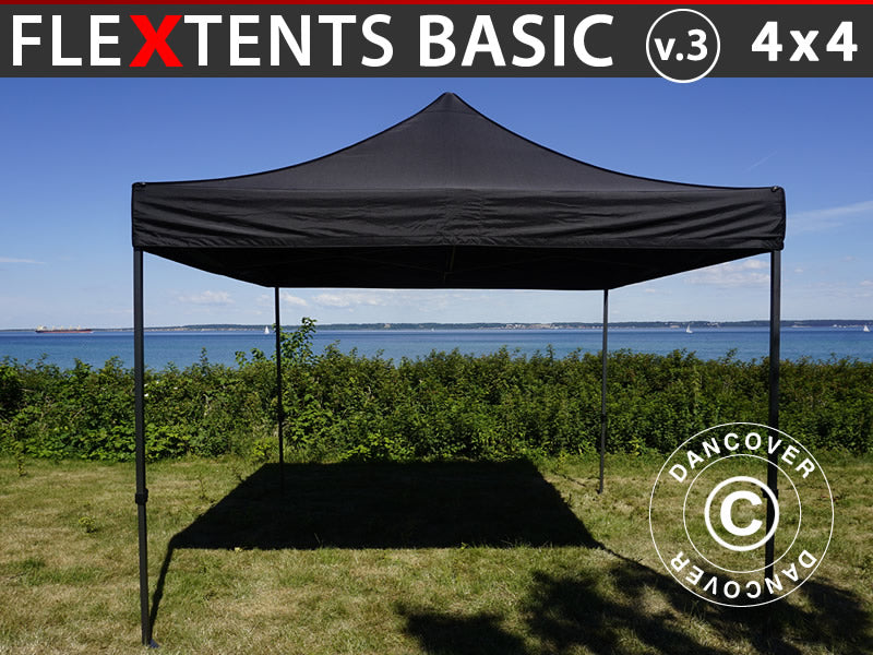 Quick-up telt FleXtents Basic v.3, 4x4m Svart
