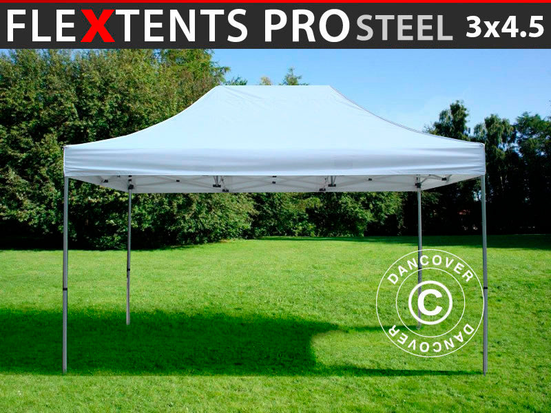 Quick-up telt FleXtents PRO Steel 3x4,5m, Hvit