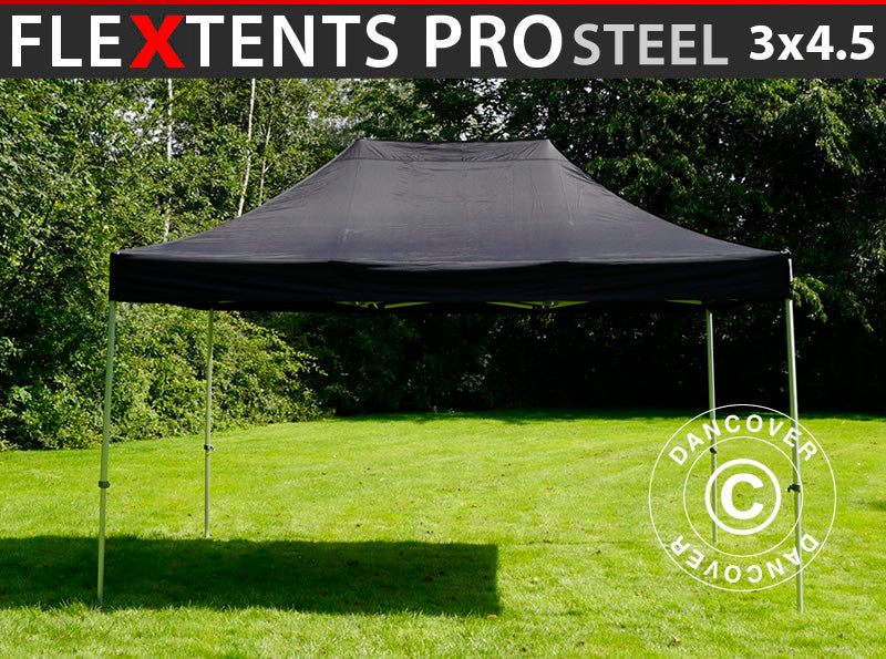 Quick-up telt FleXtents PRO Steel 3x4,5m, Svart