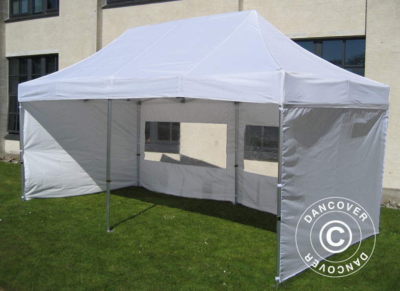 Quick-up telt FleXtents PRO Steel 3x6m Hvit, inkl. 6 sider
