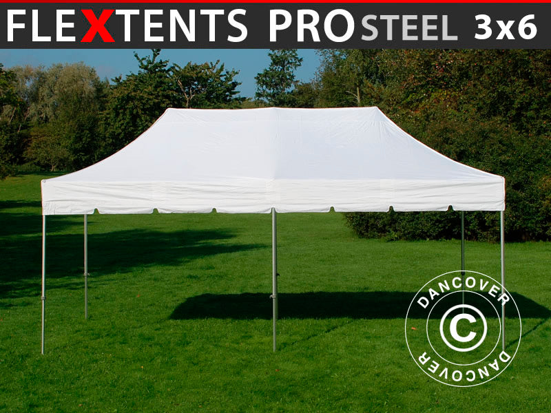 Quick-up telt FleXtents PRO Steel "Peaked" 3x6m Hvit