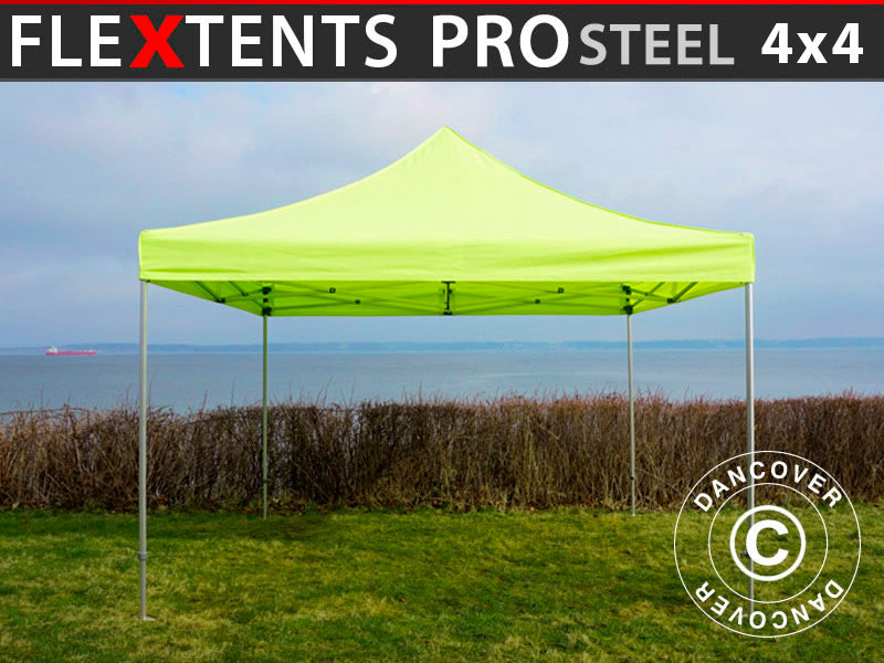 Quick-up telt FleXtents PRO Steel 4x4m Neongul/Grønn