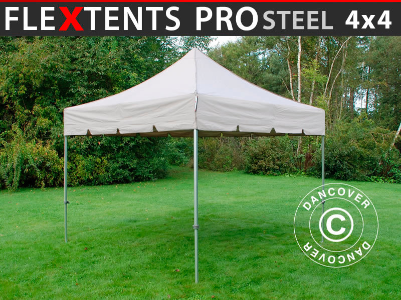 Quick-up telt FleXtents PRO Steel "Peaked" 4x4m Latte
