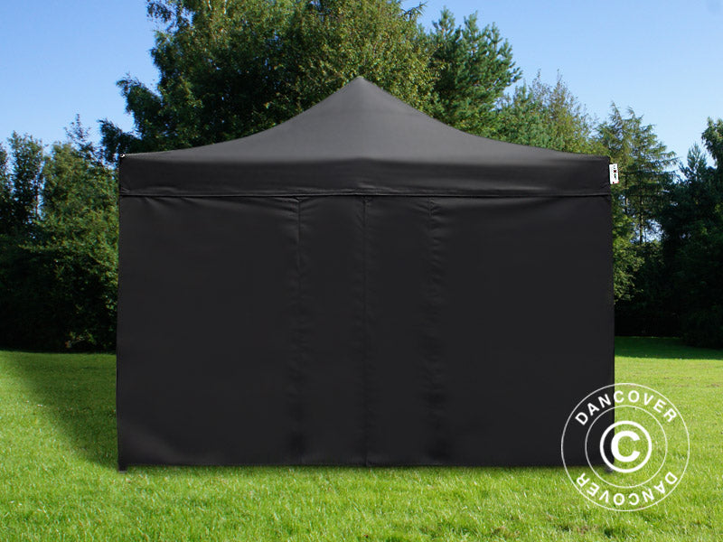 Quick-up telt FleXtents PRO Steel 4x4m Svart, Flammehemmende, inkl. 4 sider