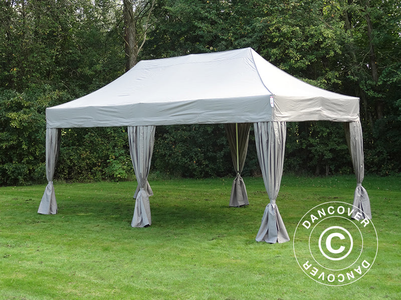 Quick-up telt FleXtents PRO Steel 3x6m Latte, inkl. 6 sider & dekorative gardiner