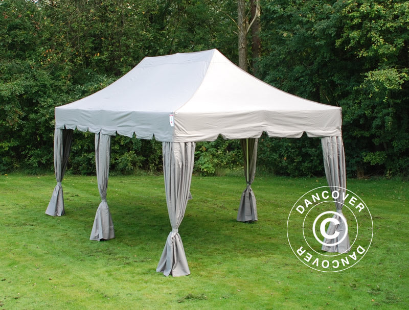 Quick-up telt FleXtents PRO Steel "Peaked" 3x6m Latte, inkl. 6 dekorative gardiner