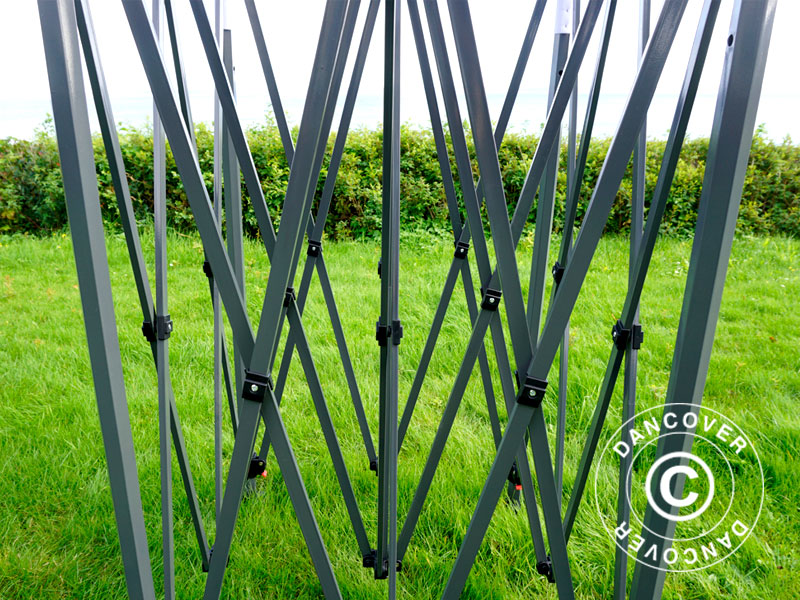 Quick-up telt FleXtents PRO Steel 4x6m Hvit, inkl. 8 sider & dekorative gardiner