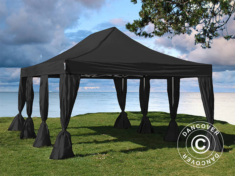 Flext. Steel 4x6m Black Top+Frame+Curtains YU