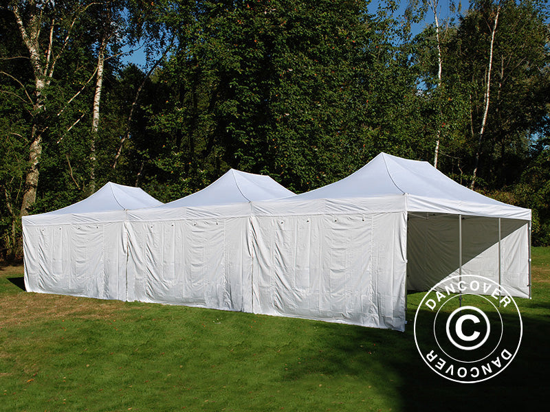 Quick-up telt FleXtents® Steel 12x6m Hvit, inkl. 8 sidevegger