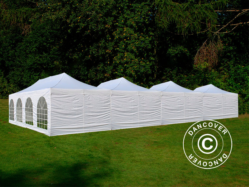 Quick-up telt FleXtents® Steel 16x8m Hvit, inkl. 10 sidevegger