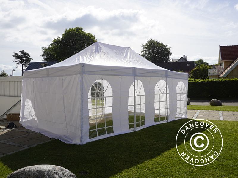 Quick-up telt FleXtents Steel 4x6m Hvit, inkl. 4 sider. NB! 2. Sortering