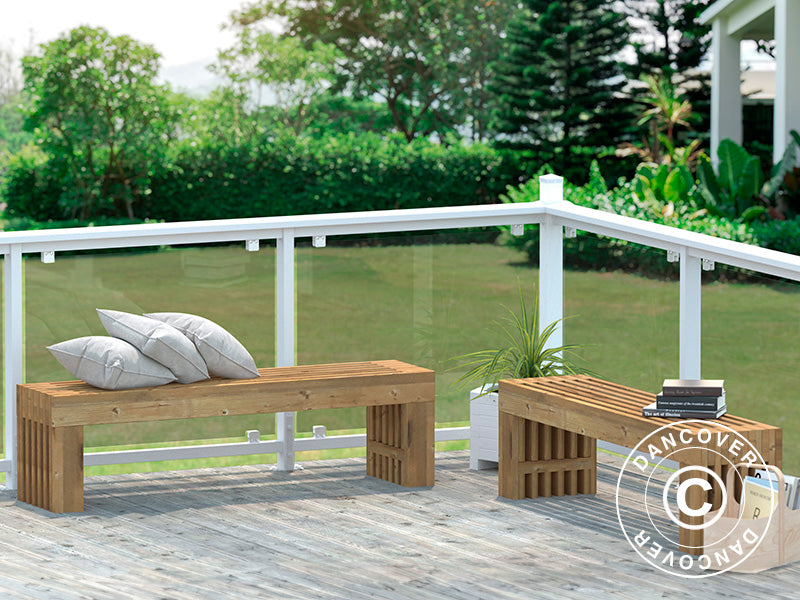 Benk av tre, 0,364x1,6x0,45m, Naturlig