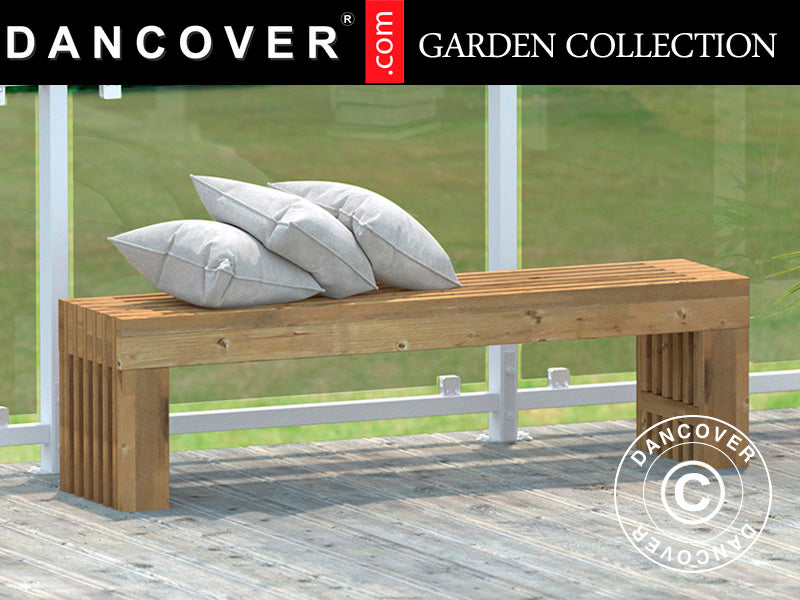 Benk av tre, 0,364x1,6x0,45m, Naturlig