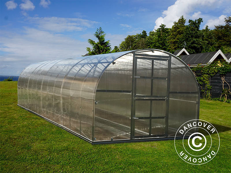 Drivhus i polykarbonat TITAN Arch 320, 24m², 3x8m, sølv