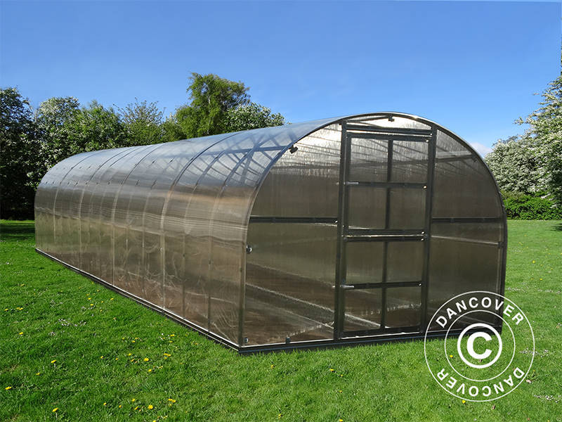 Drivhus i polykarbonat TITAN Arch 320, 36m², 3x12m, sølv