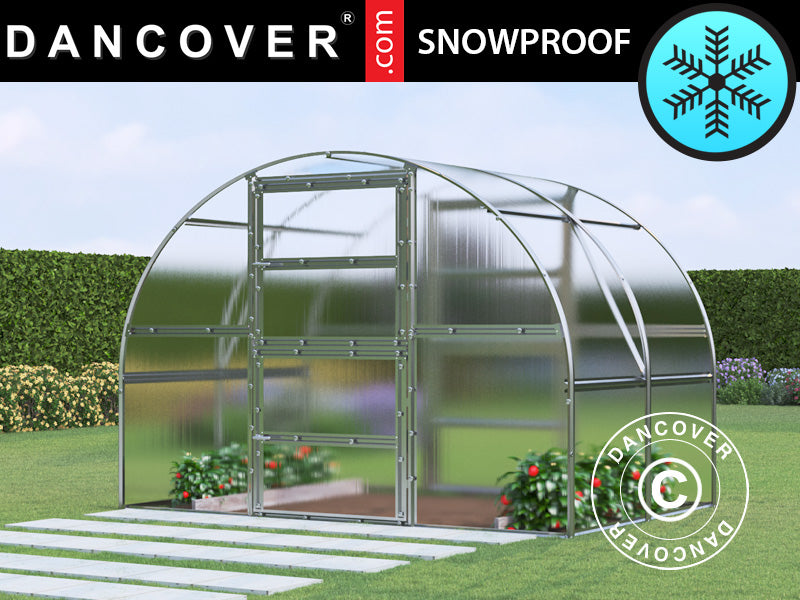 Drivhus i polykarbonat TITAN Arch 280, 6m², 3x2m, sølv