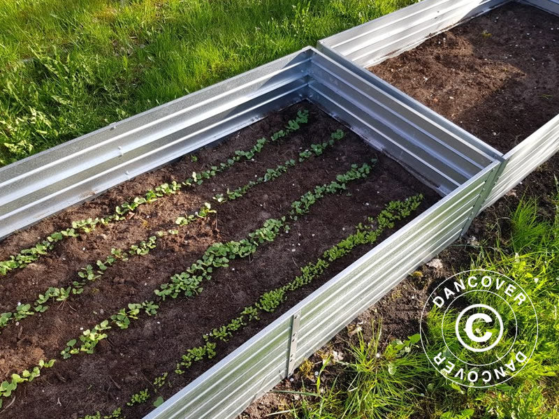 Høybed, 0,75x1,5x0,3m, sølvfarget