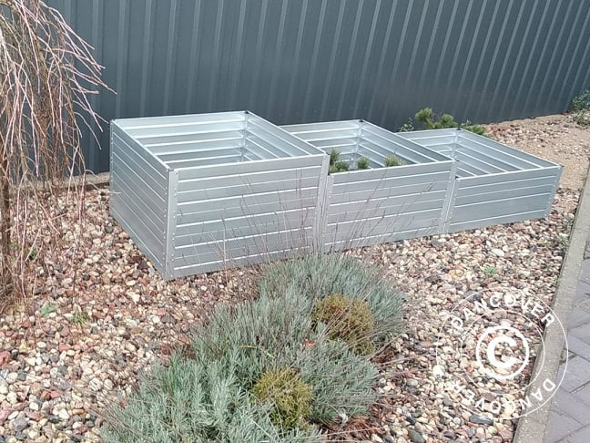 Høybed, 0,75x2,25x0,3/0,4/0,5m, sølvfarget