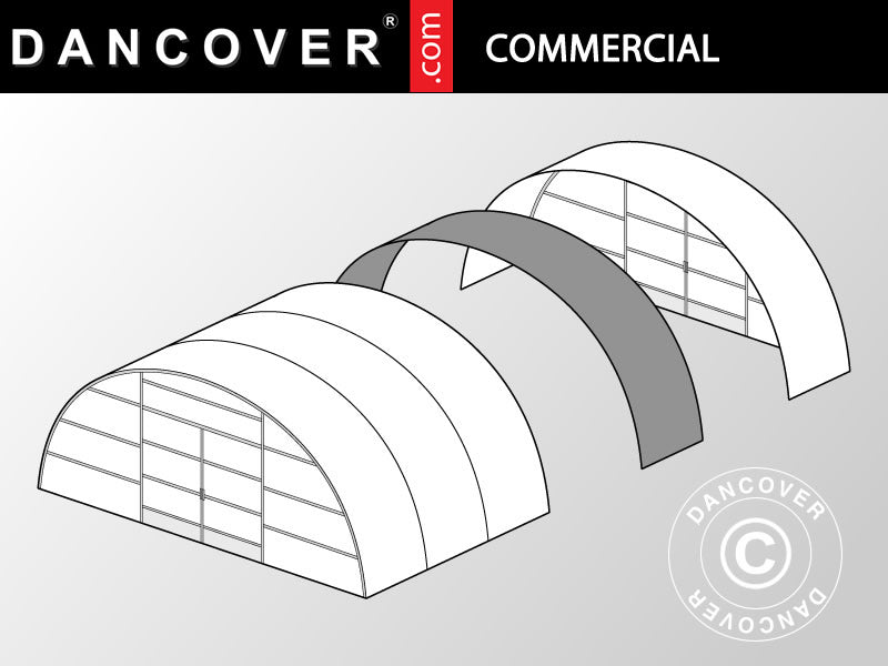 Forlengelse til kommersiell drivhustunnel, 12x1,5x3,95m, transparent