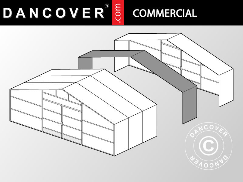 Forlengelse til kommersiell drivhustunnel, 10x2x3,95m, transparent