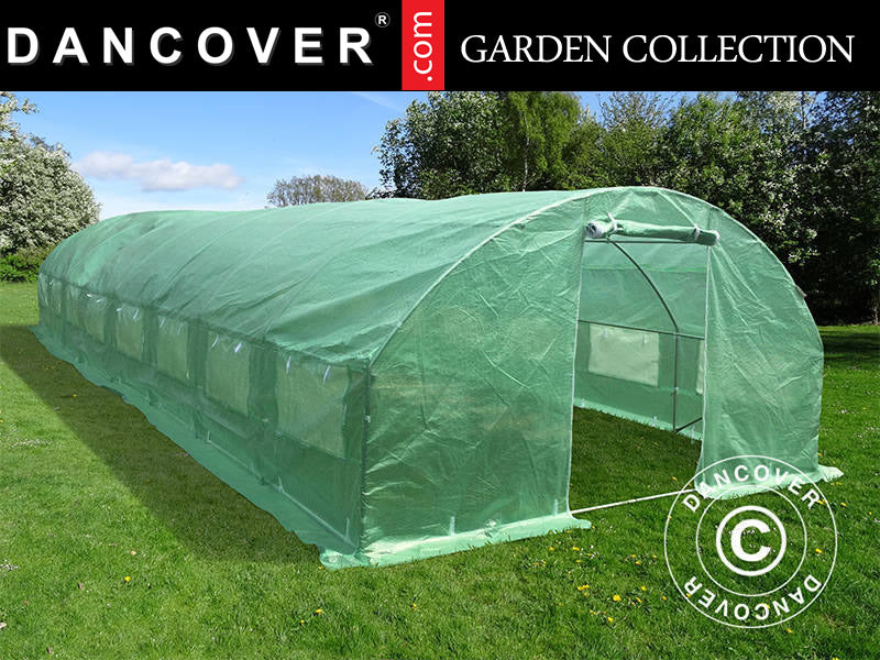 Polytunnel Drivhus 4x10,6x2m, 42,4m², Grønn