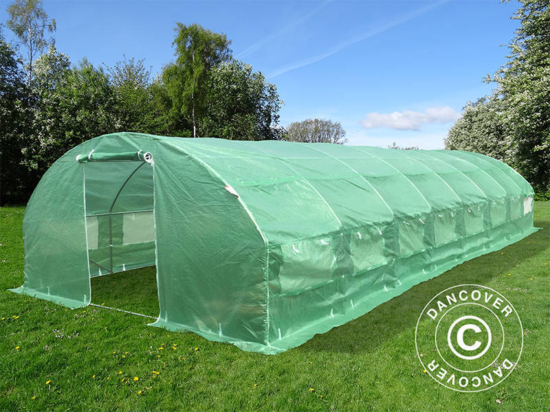 Polytunnel Drivhus 4x10,6x2m, 42,4m², Grønn