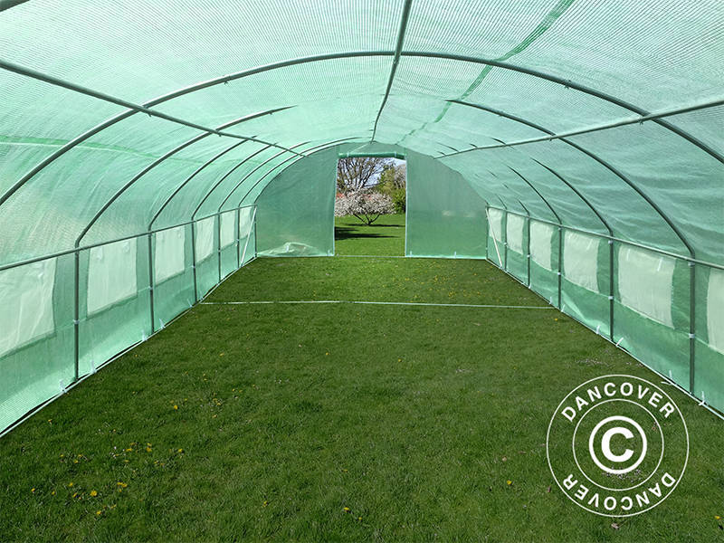 Polytunnel Drivhus 4x10,6x2m, 42,4m², Grønn